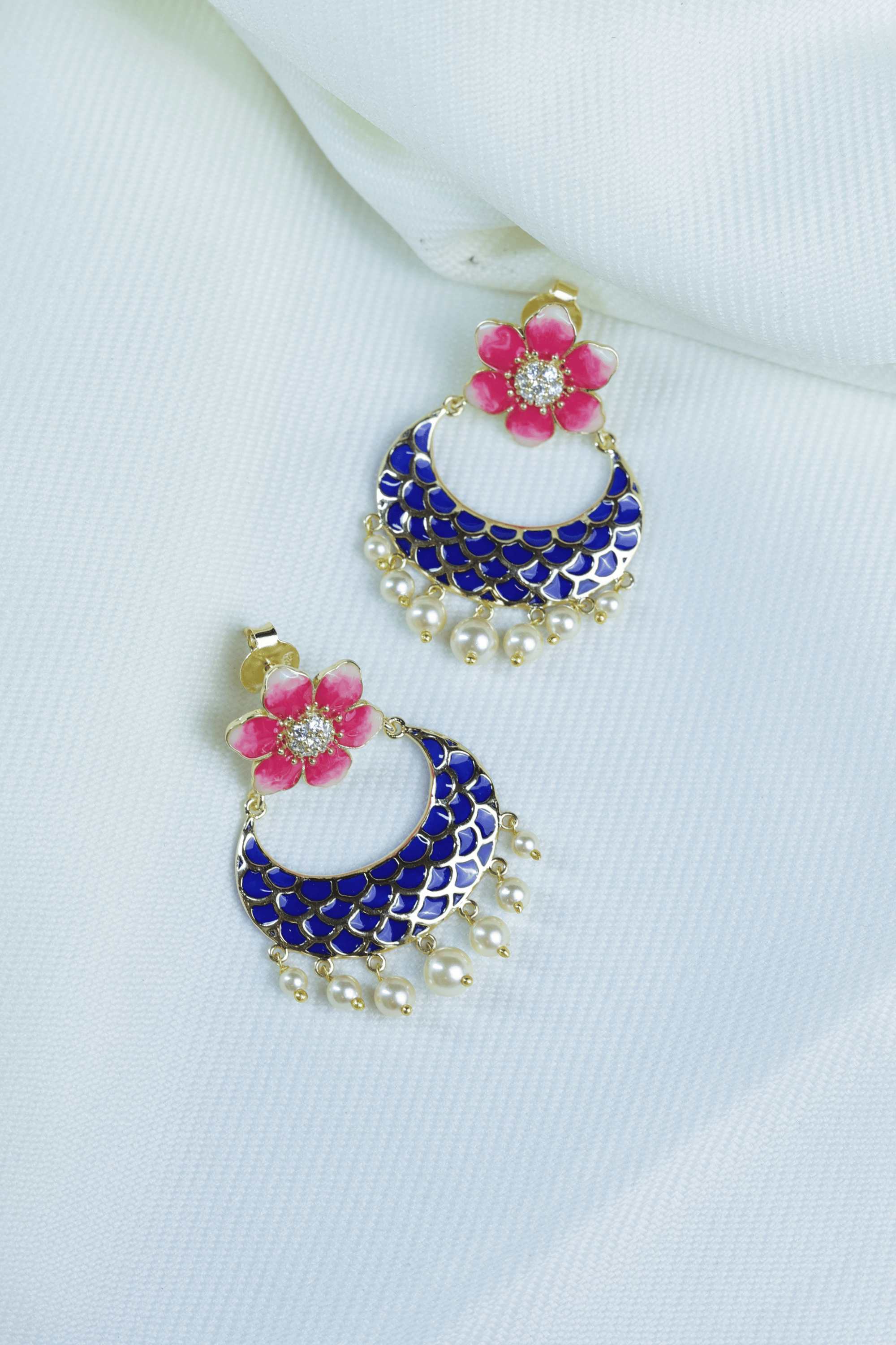 Floral Enamel Jhumka 925 Sterling Silver Earrings for Women