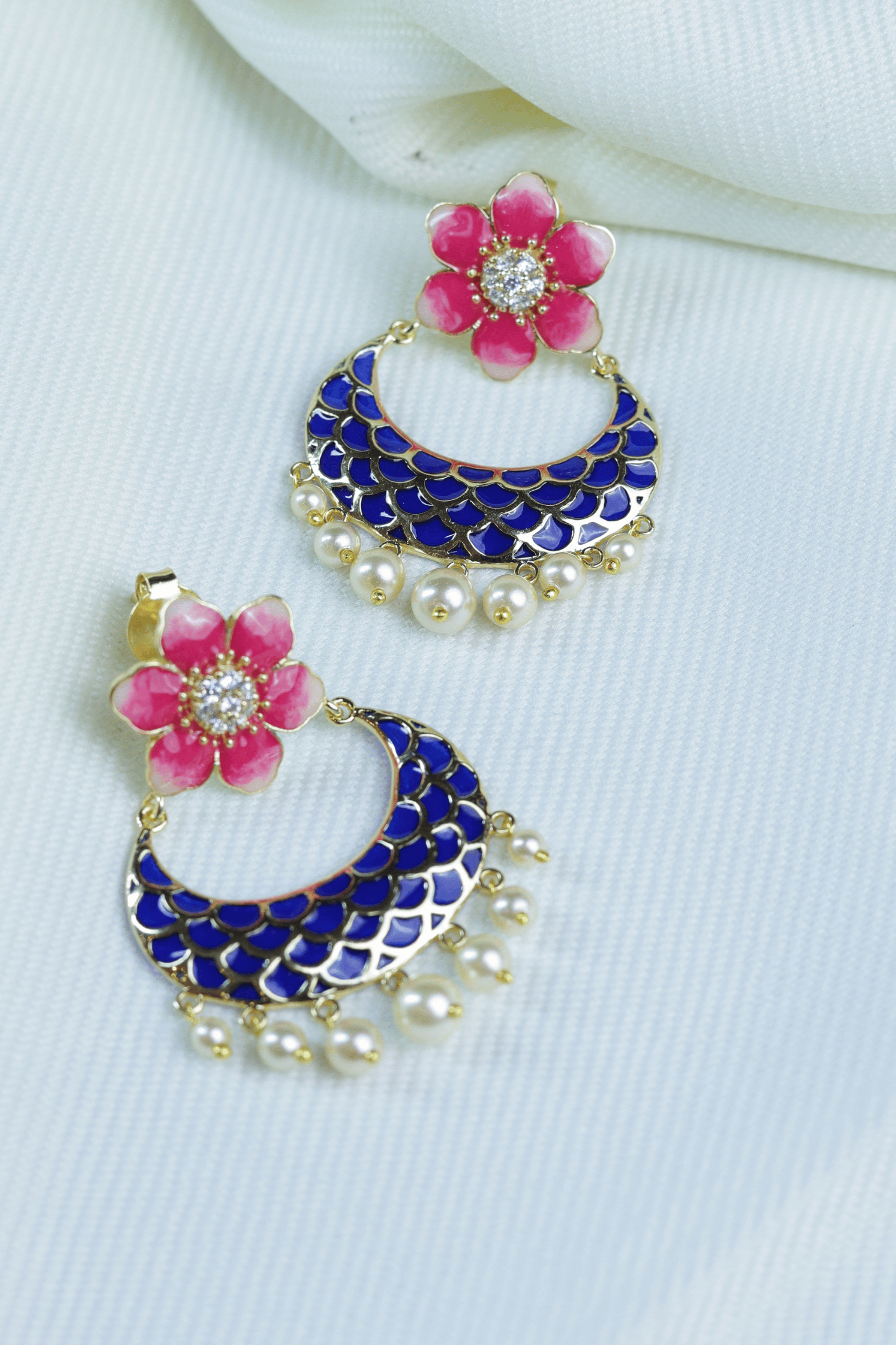 Floral Enamel Jhumka 925 Sterling Silver Earrings for Women