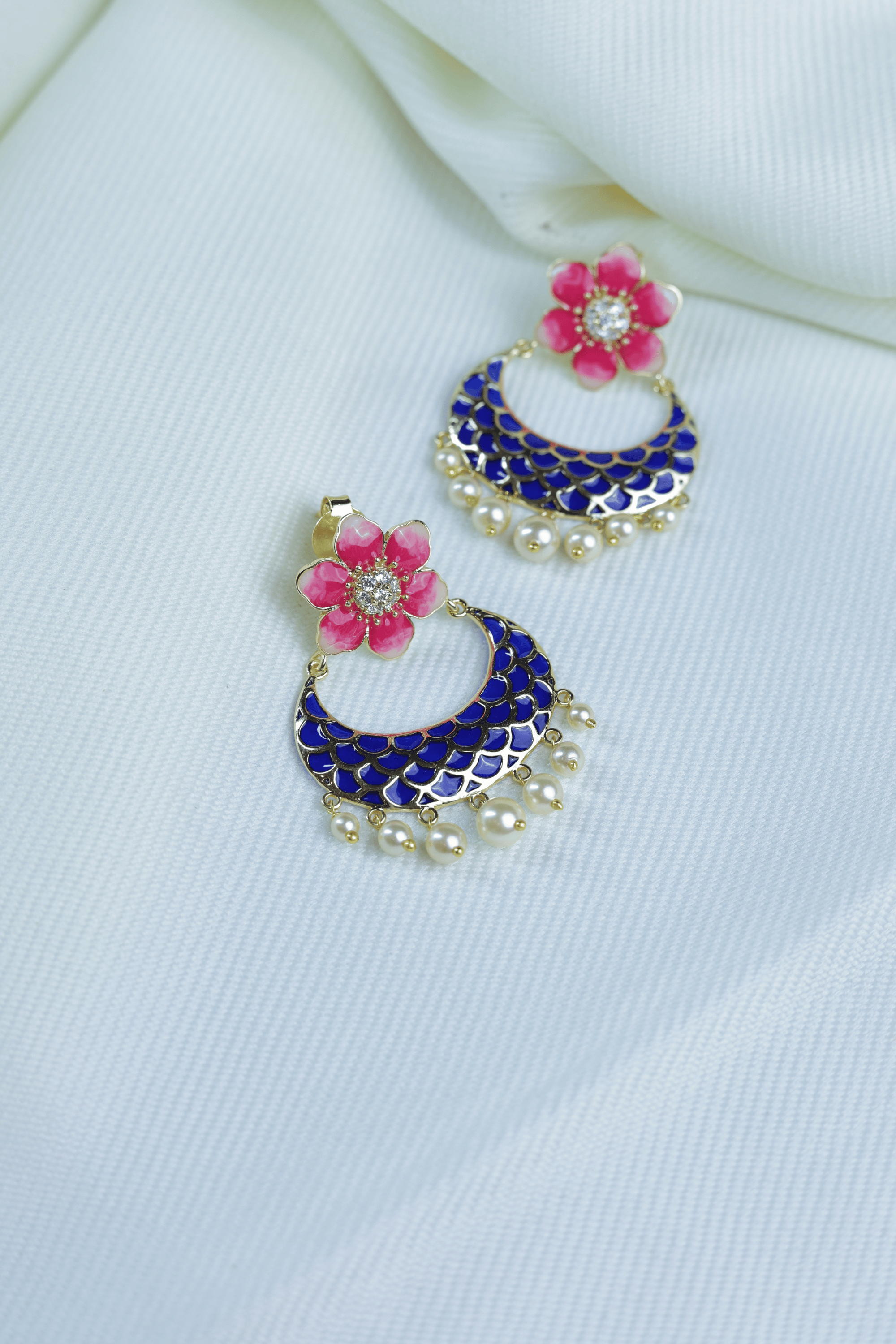 Floral Enamel Jhumka 925 Sterling Silver Earrings for Women